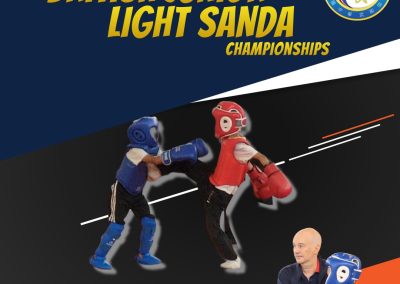 SSK poster boys for BCCMA promotional Banner (sifu Dave and Gold medallist Aidan with kick)