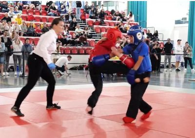 SSK Student (blue) with Take down during Light Sanda National competition